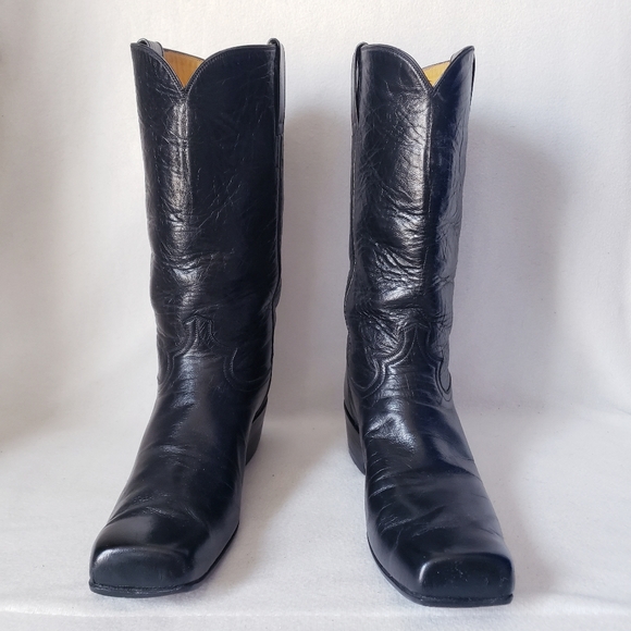Black Square Toe Western Boots Caboots - Picture 9 of 16